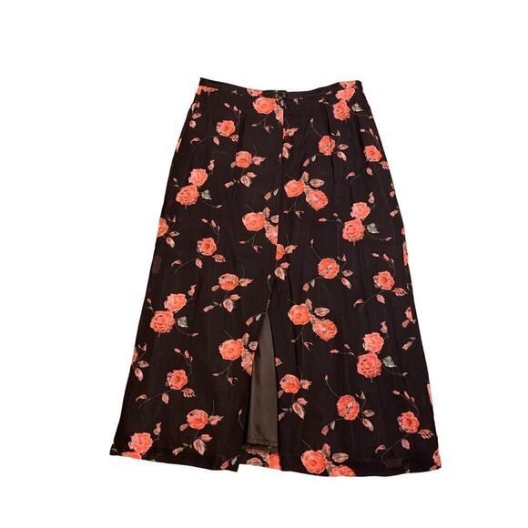 Petite Sophisticate Vintage Rose Brown Sheer A Line Maxi Skirt Size 14 - Picture 4 of 10